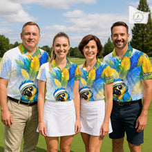 Load image into Gallery viewer, Personalized Parrot Mens Golf Polo Shirt – Cute Bird Hugging Golf Ball, Golf Lover Gift NHT1191