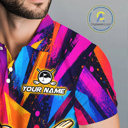 Funny Hot Dog Men Golf Polo Shirt Custom Name, Dab Hotdog Golf Team Polo, Personalized Golf Gift NHT1334