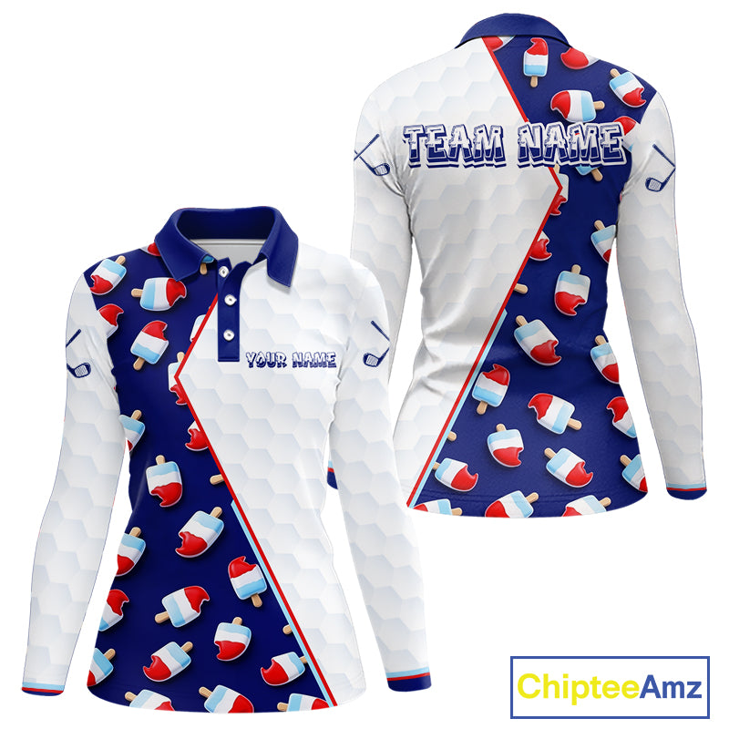 Custom Popsicle Pattern Womens Golf Polo, Personalized Summer Sweet Golf Shirt, Custom Golf Jersey, Familly Team Shirt NHT698