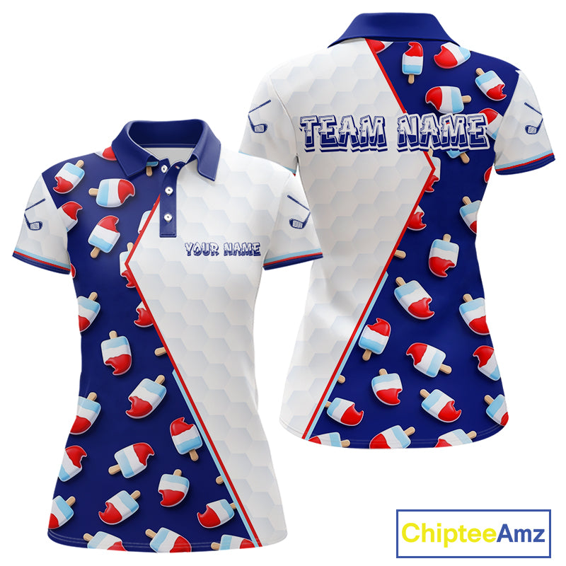 Custom Popsicle Pattern Womens Golf Polo, Personalized Summer Sweet Golf Shirt, Custom Golf Jersey, Familly Team Shirt NHT698