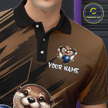 Load image into Gallery viewer, Men's Custom Otter Bowling Polo Shirt &amp; 1/4 Zip Pullover Personalized Team Jersey With Name Gift NHT1202