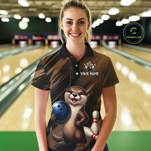 Load image into Gallery viewer, Women's Custom Otter Bowling Polo Shirt &amp; 1/4 Zip Pullover Personalized Team Jersey With Name Gift NHT1202
