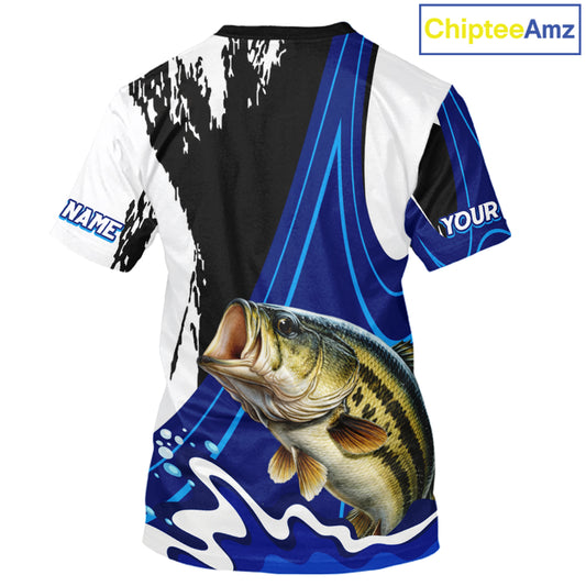 Bass Fishing Jersey Personalized Name Fishing T-Shirts, Angler Tournament Fishing Apparel NHT867