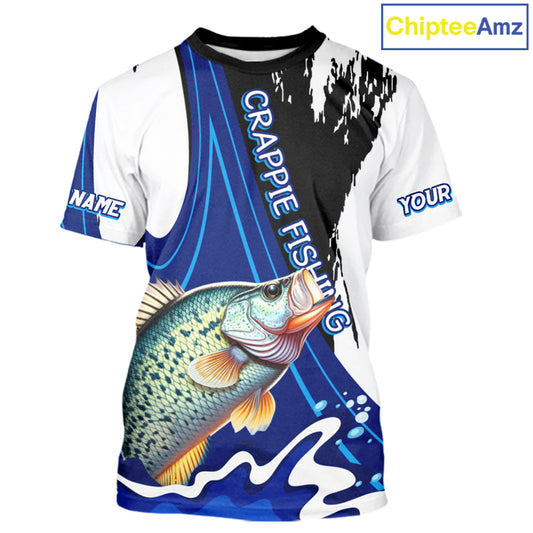 Crappie Fishing Jersey Personalized Name Fishing T-Shirts, Angler Tournament Fishing Apparel NHT868