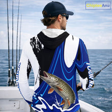 Load image into Gallery viewer, Musky Fishing Jersey Personalized Name Hooded Fishing Shirt, Angler Tournament Fishing Apparel NHT870