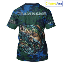 Load image into Gallery viewer, Green Camo Bass Short Sleeve Fishing T-Shirts, Bass Fishing Jersey, Performance Fishing Apparel NHT877