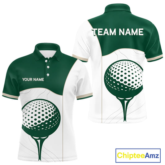 Green White Golf Ball Mens Golf Polo Shirts Custom Golf Clothing For Gentleme NHT883