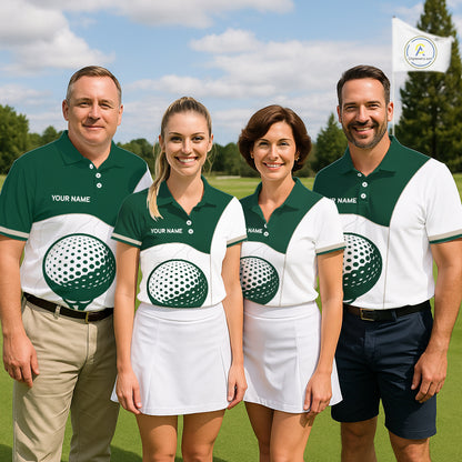 Green White Golf Ball Womens Golf Polo Shirts Custom Golf Clothing For Ladies NHT883