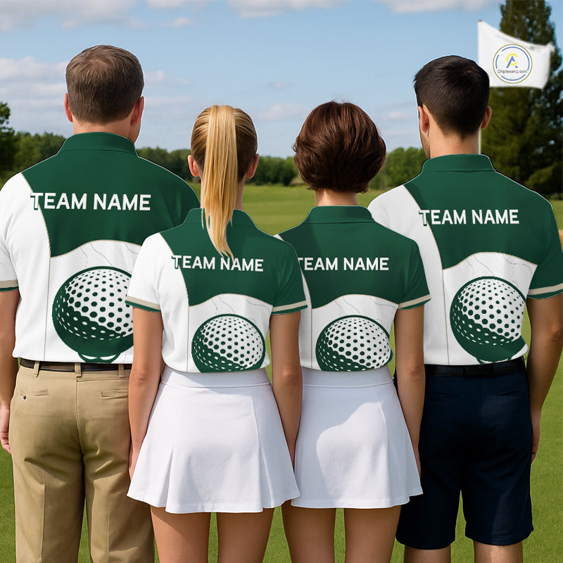 Green White Golf Ball Womens Golf Polo Shirts Custom Golf Clothing For Ladies NHT883