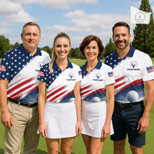 Load image into Gallery viewer, Patriotic American Flag Golf Polo Shirt For Women's –  Red White Blue Golf Apparel NHT1047