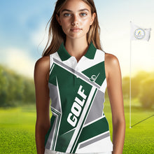Load image into Gallery viewer, Green Womens Sleeveless Golf Polo Shirt Custom Golf Shirts For Team Personalized Golf Gifts NHT721