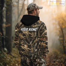 Load image into Gallery viewer, Yellow Lab 3D Shirt Retrieving Mallard Duck, Custom Name Duck Hunting Clothes NHT217