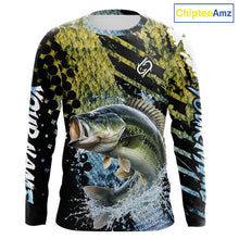 Load image into Gallery viewer, Bass Fishing Shirts Long Sleeve Dark Water Art Style Personalized Name, Fishing Gift NHT405