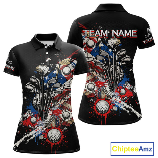 Patriotic Golf Polo Shirt Custom USA Flag Golf Shirt For Womens, Golf Apparel Gift For Golfers NHT904