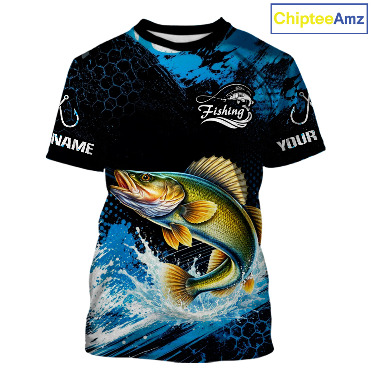Custom Walleye Fishing Jersey with walleye-inspired graphic and short sleeve performance fit.
