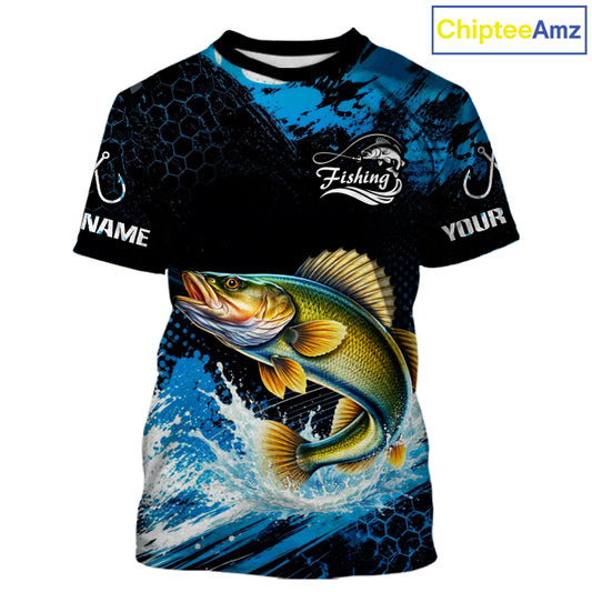 Custom Walleye Fishing Jersey with walleye-inspired graphic and short sleeve performance fit.
