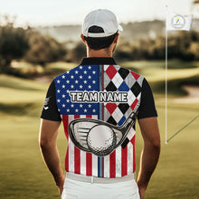 Load image into Gallery viewer, Personalized Mens Golf Polo Shirt American Flag Patriotic Golf Shirts Golf Gifts For Men NHT746