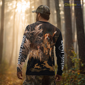 Best Brown Camo 3D Beagle Dog Rabbit Hunting Shirt, Custom Name Rabbit Hunter Clothing NHT231