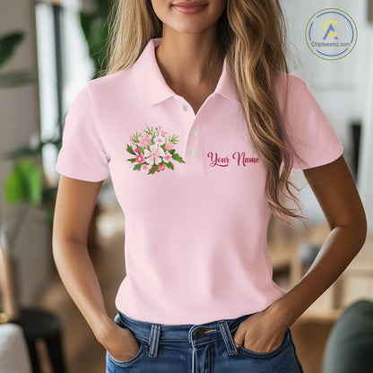Pink Golf Mama Womens Polo Shirt, Funny Golf Mom Shirt, Mothers Day Gift For Golf Lover Mom, Ladies Golf Polo NHT749