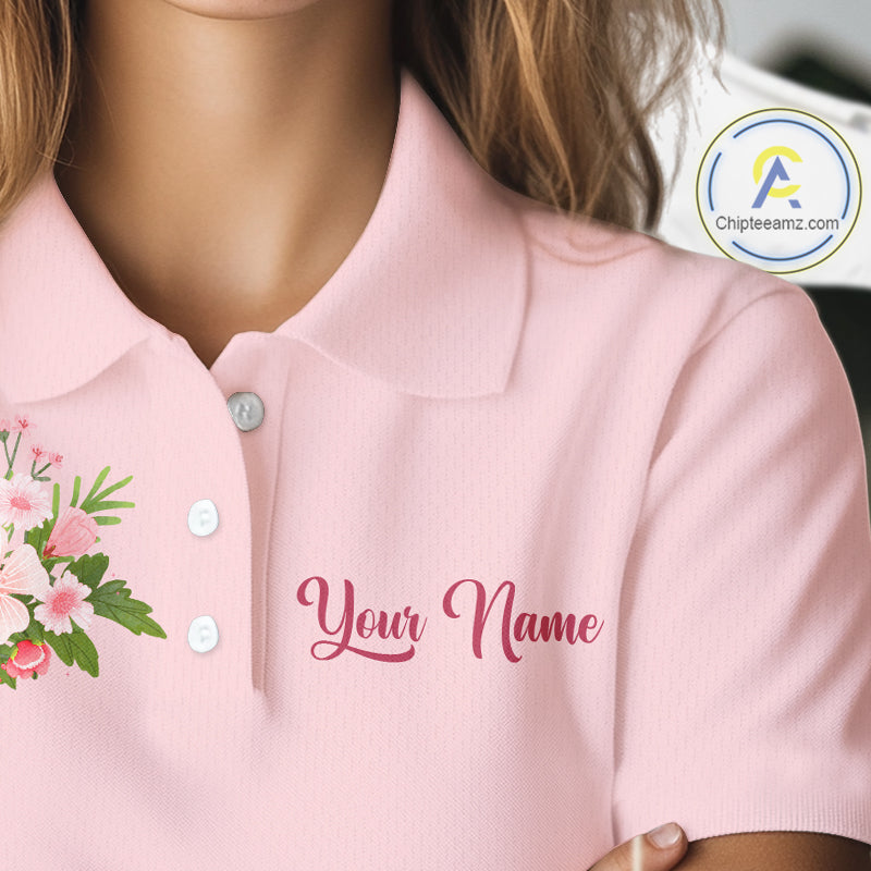 Pink Golf Mama Womens Polo Shirt, Funny Golf Mom Shirt, Mothers Day Gift For Golf Lover Mom, Ladies Golf Polo NHT749