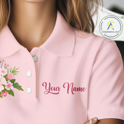 Pink Golf Mama Womens Polo Shirt, Funny Golf Mom Shirt, Mothers Day Gift For Golf Lover Mom, Ladies Golf Polo NHT749