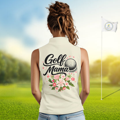 Beige Golf Mama Womens Polo Shirt, Funny Golf Mom Shirt, Mothers Day Gift For Golf Lover Mom, Ladies Golf Polo NHT752