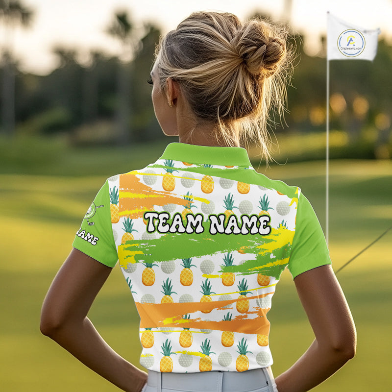 Personalized Pineapple Pattern Womens Golf Polo Shirts Team Golf Clothes Best Golf Gifts NHT753