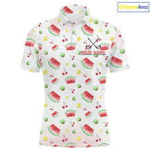 Load image into Gallery viewer, Funny Watermelon Pattern Mens Polo Shirt, Long Sleeve Golf Polo Shirt Custom Watermelon Pattern Team Golf Top NHT757