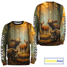 Load image into Gallery viewer, Custom Deer Moose Boar Hunting Personalized Name Hunter Gift  3D Forest Animal Shirt NHT1241