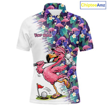 Load image into Gallery viewer, Funny Pink Flamingo Tropical Pattern Golf Polo Shirt Custom Golf Shirts For Men NHT547