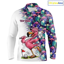 Load image into Gallery viewer, Funny Pink Flamingo Tropical Pattern Golf Polo Shirt Custom Golf Shirts For Men NHT547