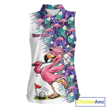 Load image into Gallery viewer, Funny Pink Flamingo Tropical Pattern Golf Womens Sleeveless Polo Shirt Custom Golf Shirts For Men NHT547