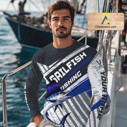 Personalized Sailfish Fishing Jerseys For Fishing Team, Sailfish Fishing Shirts Long Sleeve NHT920