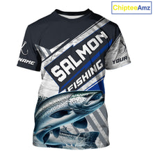 Load image into Gallery viewer, Personalized Chinook Salmon Fishing Jerseys For Fishing Team, Salmon Short Sleeve Fishing T-Shirt NHT921