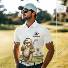 Load image into Gallery viewer, Personalized Funny Sloth Mens Golf Polo Shirt – Funny Golfer Polo For Men NHT928
