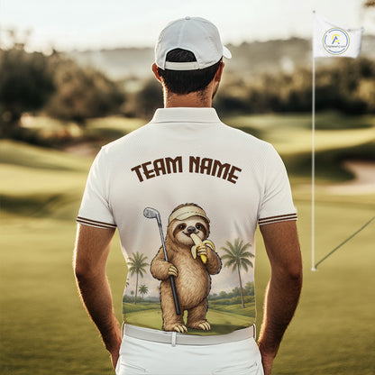 Personalized Funny Sloth Mens Golf Polo Shirt – Funny Golfer Polo For Men NHT928