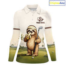 Load image into Gallery viewer, Personalized Funny Sloth Womens Golf Polo Shirt – Funny Golfer Polo For Women NHT928