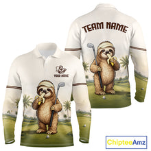Load image into Gallery viewer, Personalized Funny Sloth Mens Golf Polo Shirt – Funny Golfer Polo For Men NHT928