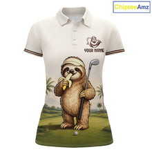 Load image into Gallery viewer, Personalized Funny Sloth Womens Golf Polo Shirt – Funny Golfer Polo For Women NHT928