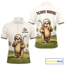 Load image into Gallery viewer, Personalized Funny Sloth Mens Golf Polo Shirt – Funny Golfer Polo For Men NHT928