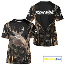 Load image into Gallery viewer, Whitetail Deer Hunting Shirt Black Camo 3D Custom Name, Season Deer Hunting, Hunting Gift NHT140