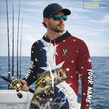 Load image into Gallery viewer, Personalized Texas Flag Bass Fishing Shirt Jerseys, Texas Bass Fishing Shirts Long Sleeve Hooded For Men NHT758