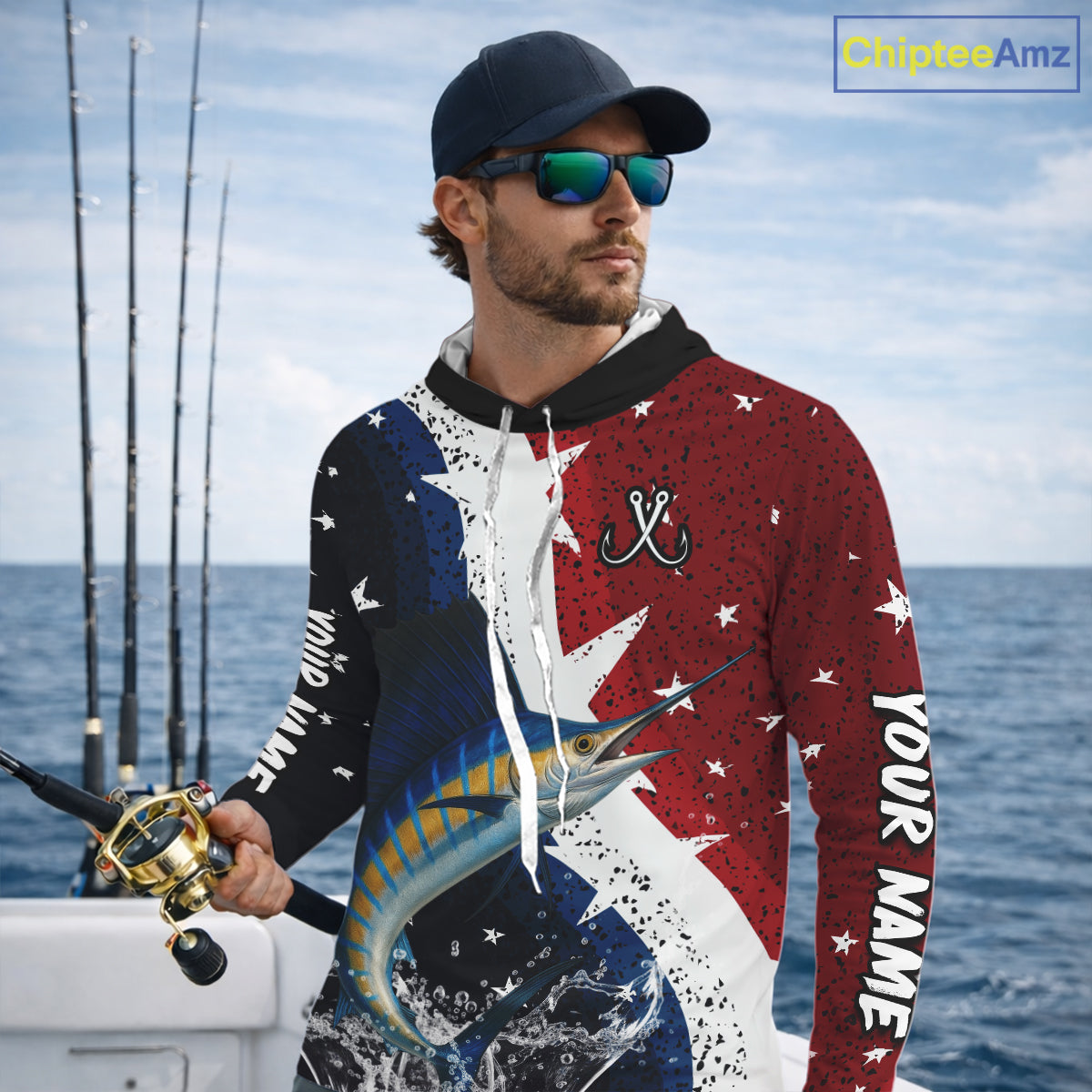Personalized Texas Flag Sailfish Fishing Shirt Jerseys, Texas Sailfish Fishing Shirts Long Sleeve Hooded For Men NHT763