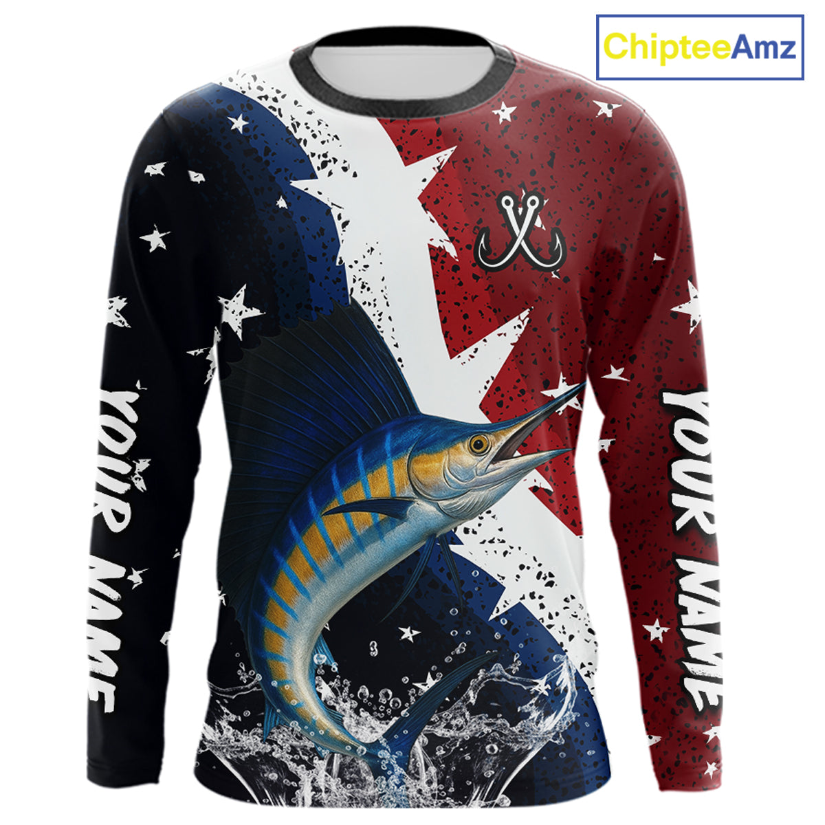 Personalized Texas Flag Sailfish Fishing Shirt Jerseys, Texas Sailfish Fishing Shirts Long Sleeve For Men NHT763