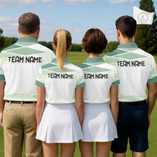 Load image into Gallery viewer, Personalized Golf Polo Shirt Custom Team Name White Green Geometric Golf Team Polo For Men NHT943