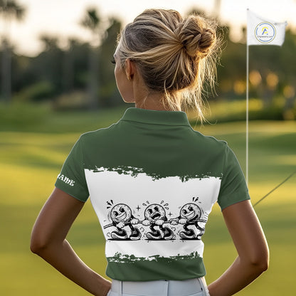 Funny Womens Golf Polo Shirt Green And White Golf Balls Personalized Golf Shirts For Womens NHT787