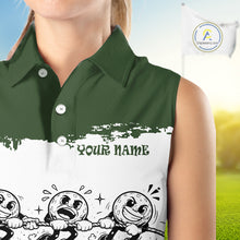Load image into Gallery viewer, Funny Sleeveless Womens Golf Polo Shirt Green And White Golf Balls Personalized Golf Shirts For Womens NHT787
