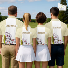 Load image into Gallery viewer, Custom Beige White Womens Golf Team Polo Shirt, Funny Golf Ball Family Design, Matching Team Outfit NHT792