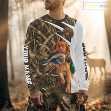 Load image into Gallery viewer, Mallard Duck Hunting Shirt Custom Name with Vizsla Dog Camo Hunting Clothes, Hunting Shirts NHT152