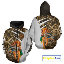 Load image into Gallery viewer, Mallard Duck Hunting Shirt Custom Name with Vizsla Dog Camo Hunting Clothes, Hunting Shirts NHT152